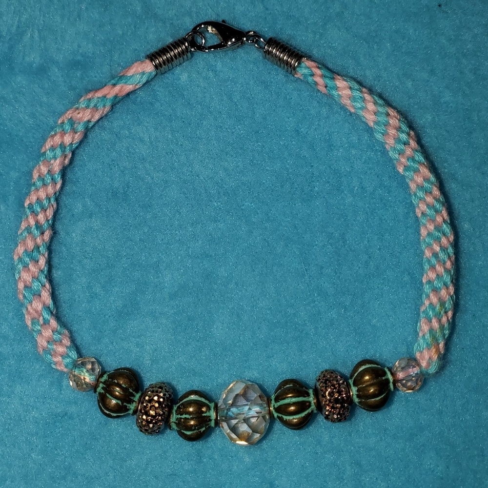 Japanese kumihimo bracelet with accent beads